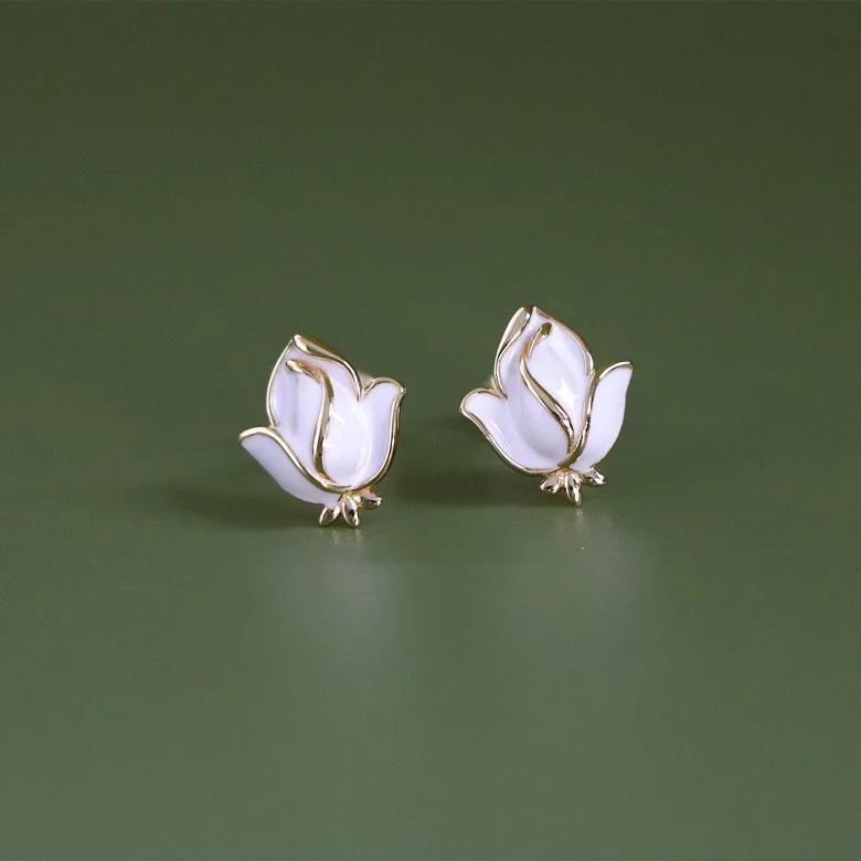 Женские серьги-гвоздики из серебра 925 пробы с эмалью | Украшения и аксессуары