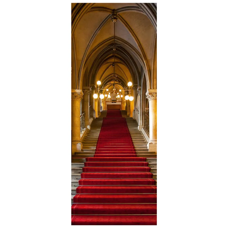 Наклейки на двери здания в стиле ретро Париже готический замок красный ковер