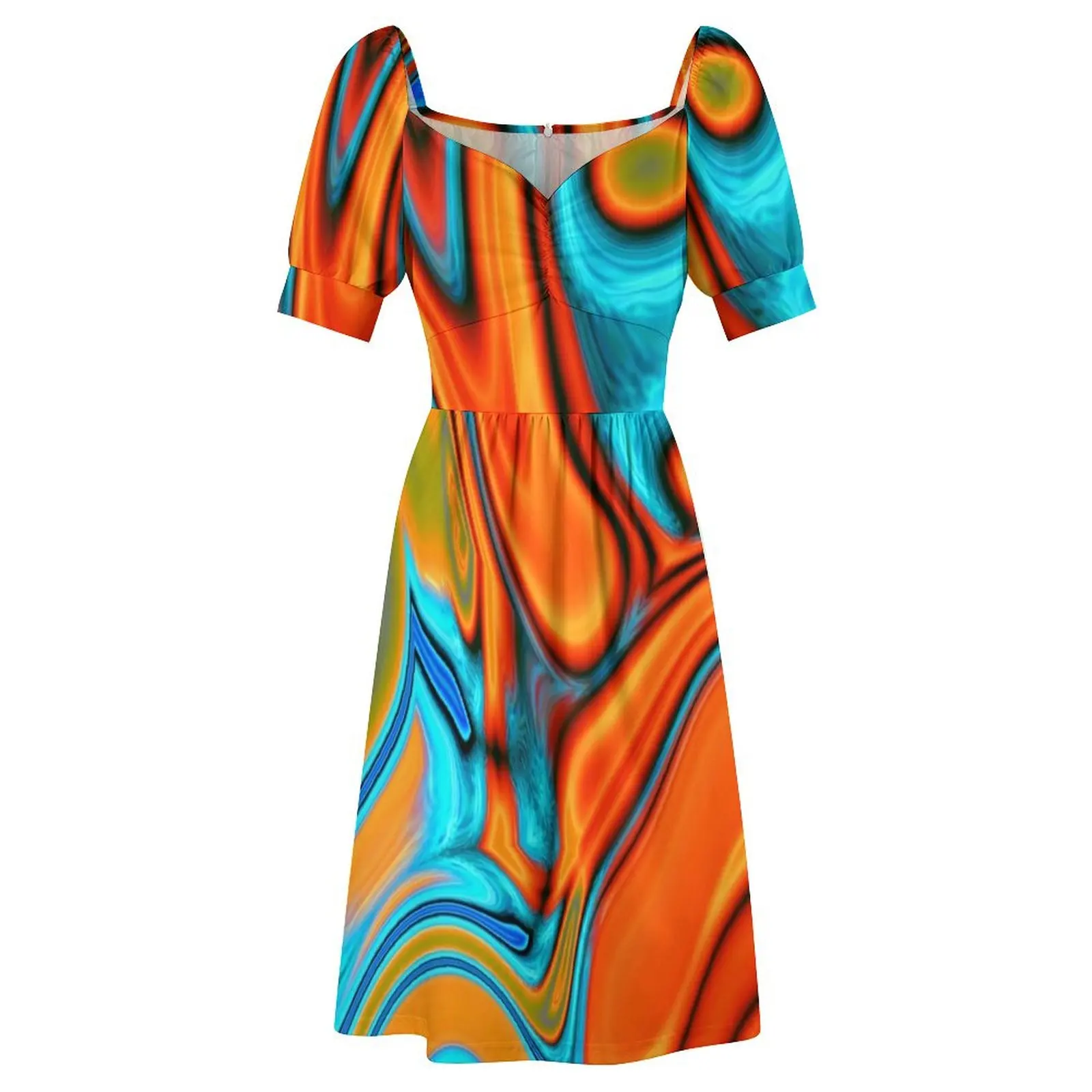 Яркое современное юго-западное хипстерское бирюзово-оранжевое платье с