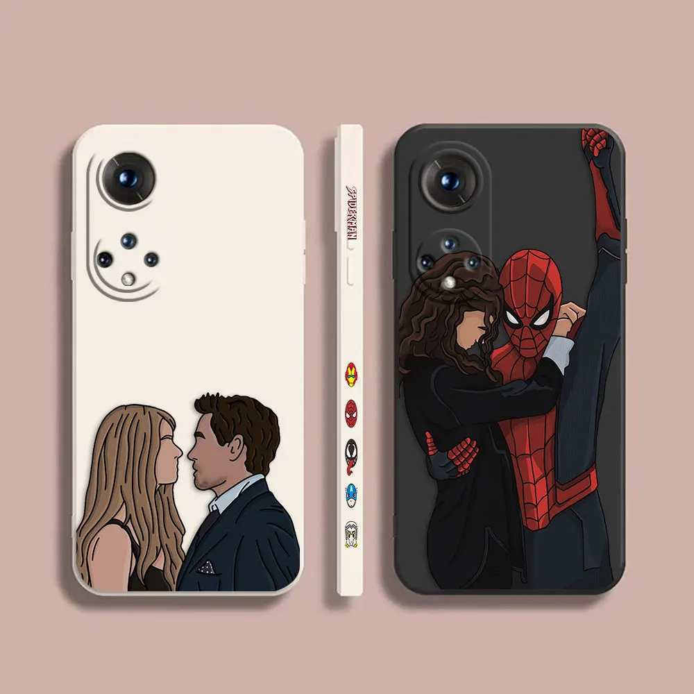 

Case For Honor 8X 9 10 20 30 30S 50 50 60 60 70 80 80 GT SE 5G PRO PLUS Colour Simple Liquid Silicone Case Cartoon Spider-Man