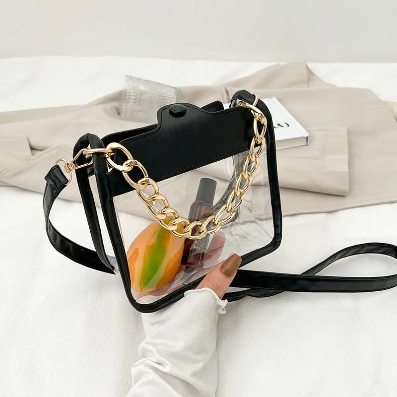 Transparent bag Luxury Chain Women Crossbody Bag Trend PVC Female Summer Shoulder Bags Mini Handbags Small Jelly Square Bag