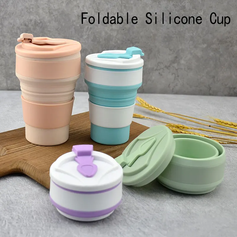 

350/500 мл силиконовая складная чашка, портативная спортивная чашка для путешествий, кемпинга на открытом воздухе