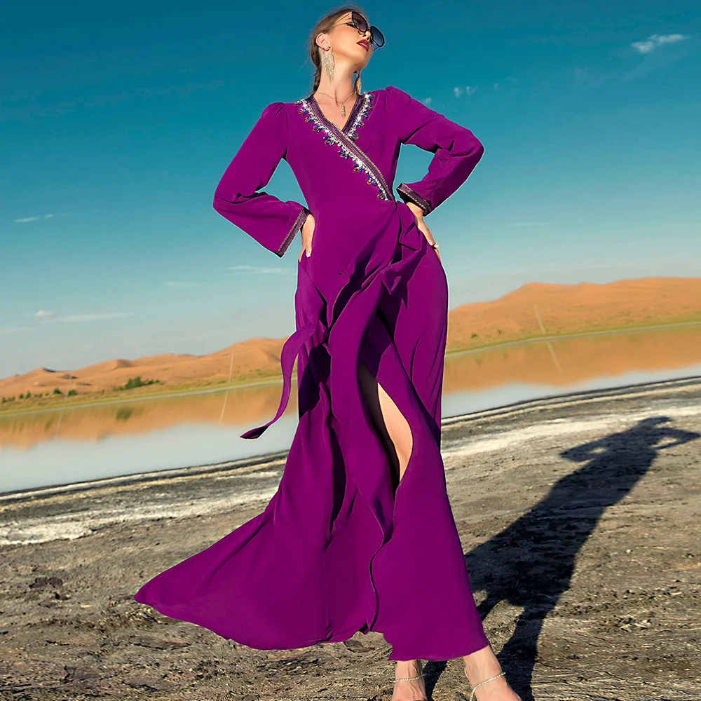 Ramadan Caftan Muslim Dress Abayas for Women Dubai Party Evening Saudi Abaya Kaftan Moroccan Islam European Clothing Djellaba