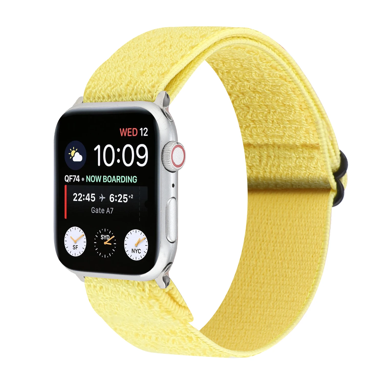 

Nylon Strap for Apple Watch band metal buckle solid color elastic belt for iwatch87654321SE Bright cloth strap for Iwatch Ultra