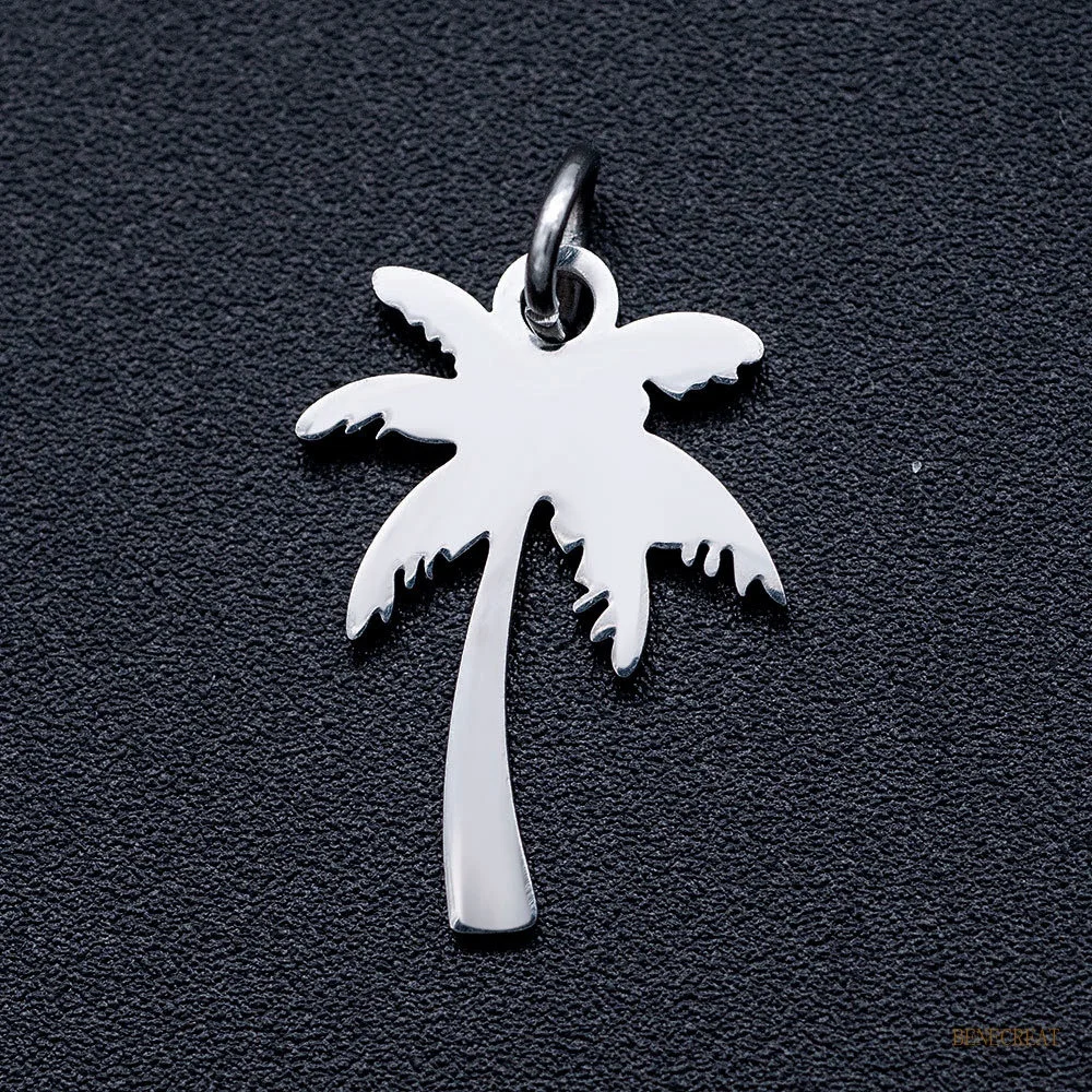 

5PCS 201 Stainless Steel Pendants Blank Charms Coconut TreeStainless Steel Color 17x12x1mm Hole: 3mm Jump Ring: 5x0.8mm