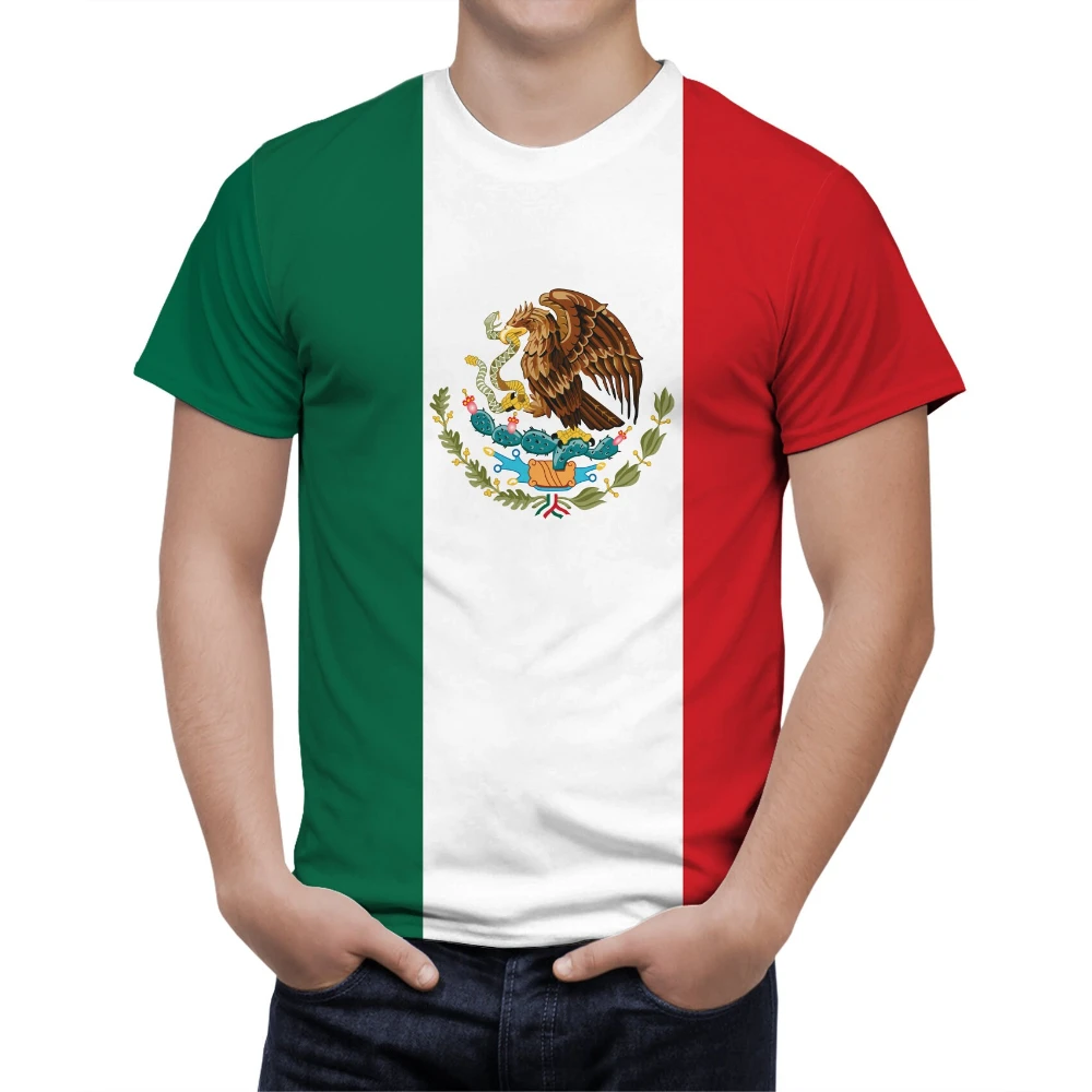 

BIANYILONG Brand T-Shirt Men's Mexican Flag Casual Heraldry 3D Printing Short Sleeve Cool Patriotic Mexican Traditional Shirt