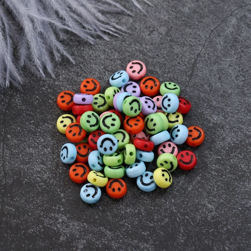 

50PC 4*7mm Resin Acrylic Color Smiley Beads Jewelry Making Beads DIY Handmade Bracelet Necklace Accessories Wholesale Abalorios