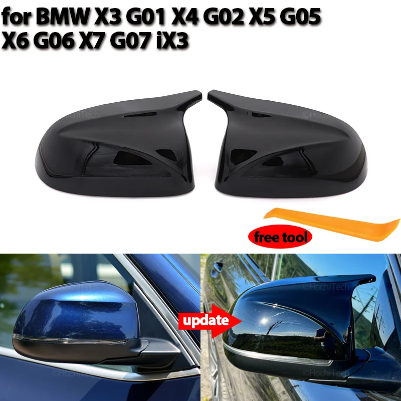 

2PCS Black Carbon Fiber Car Side Rearview Mirror Cover Cap For BMW X3 G01 iX3 X4 G02 X5 G05 X6 G06 X7 G07 G08 2018 2019-2023