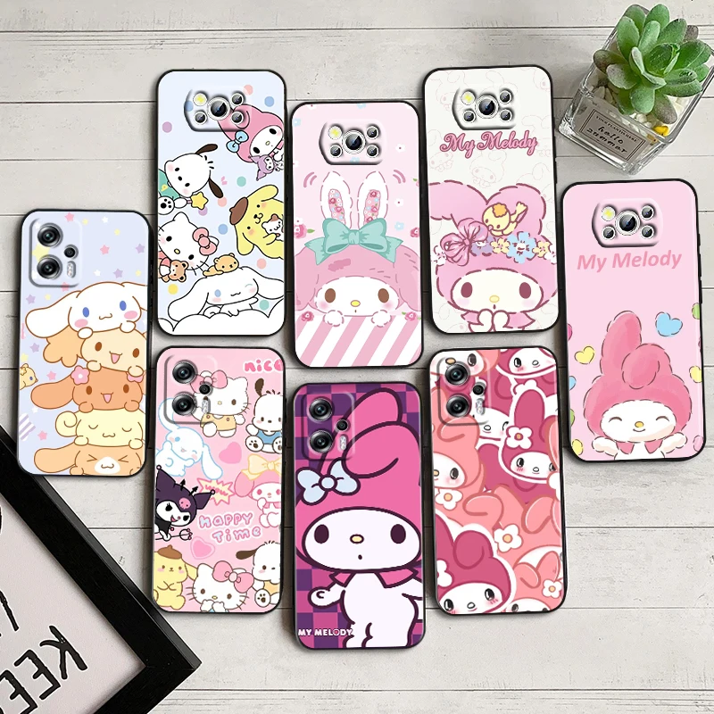 

Cartoon Melody For Xiaomi Poco F5 X5 C55 C50 M5 M4 X4 X3 F3 GT NFC M3 C3 M2 F2 F1 X2 Pro Silicone Black Phone Case Coque Capa