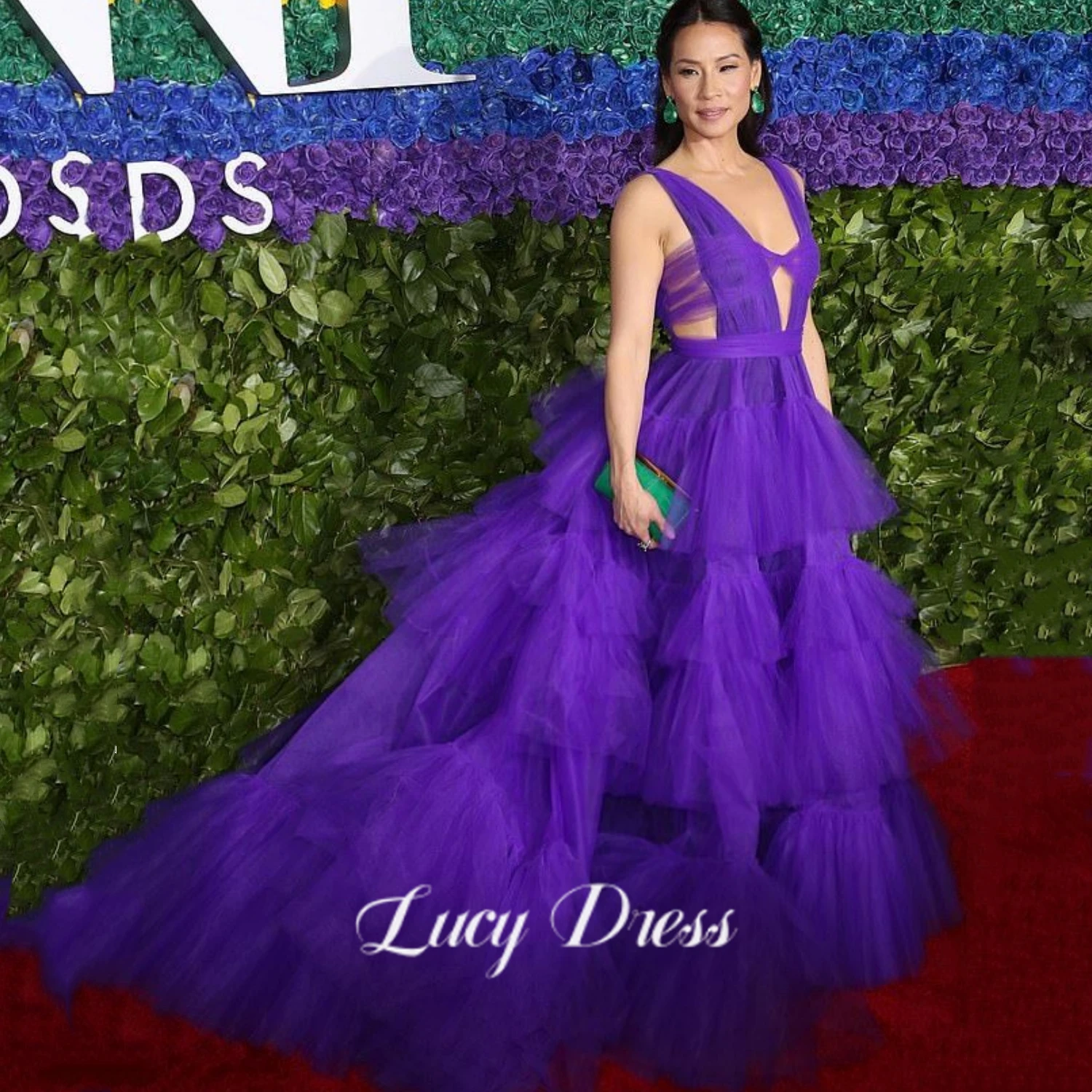 

Lucy Celebrity Dress Elegant Evening Dresses for Women 2023 Layered Purple Wedding Ceremony Dress Es Mesh Reunion Ball Gowns