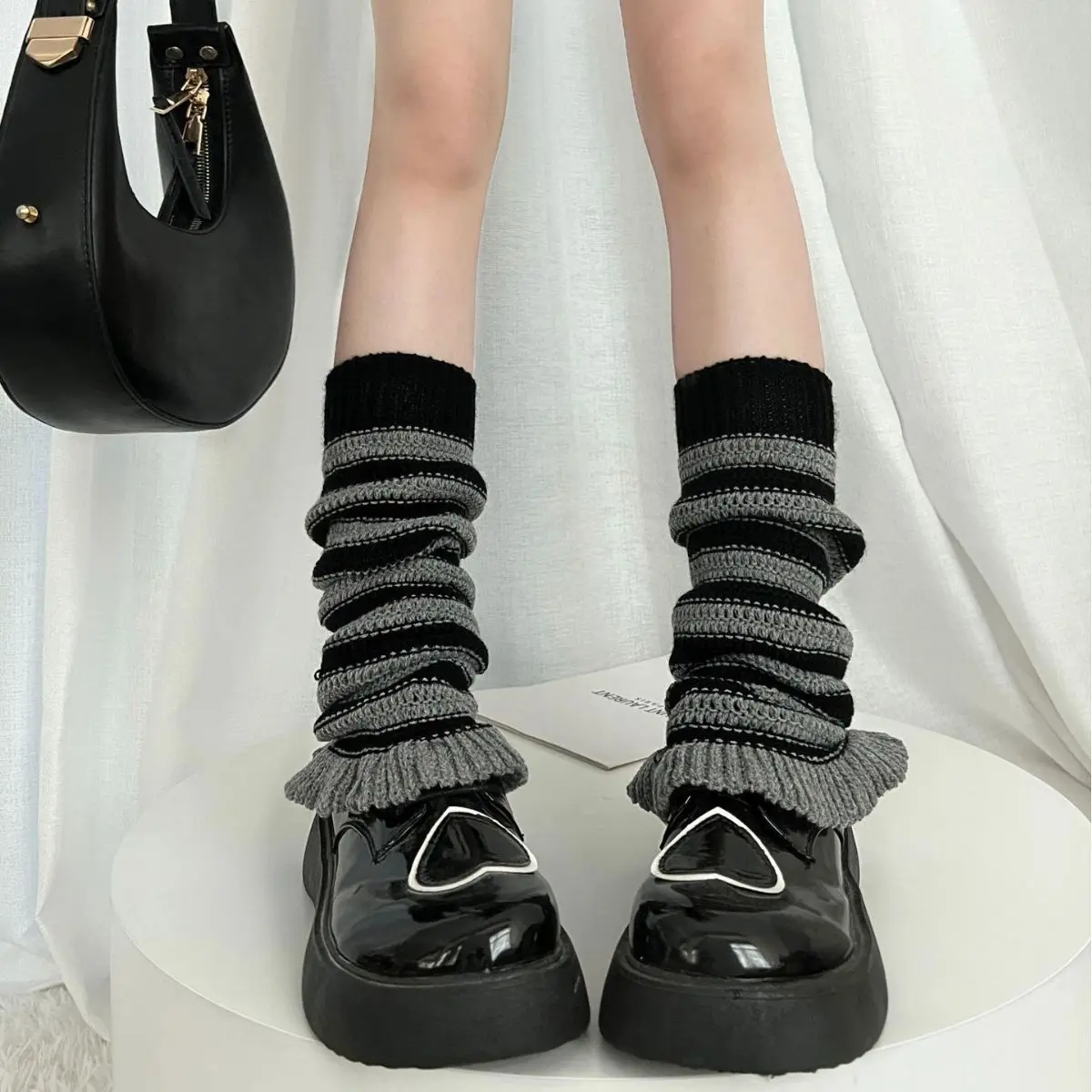 

Новая модная женская трикотажная грелка для ног, мягкая полосатая Обложка для голени, носки для ботинок, уличная одежда для ежедневного использования, бриллиантовые, горячая Распродажа