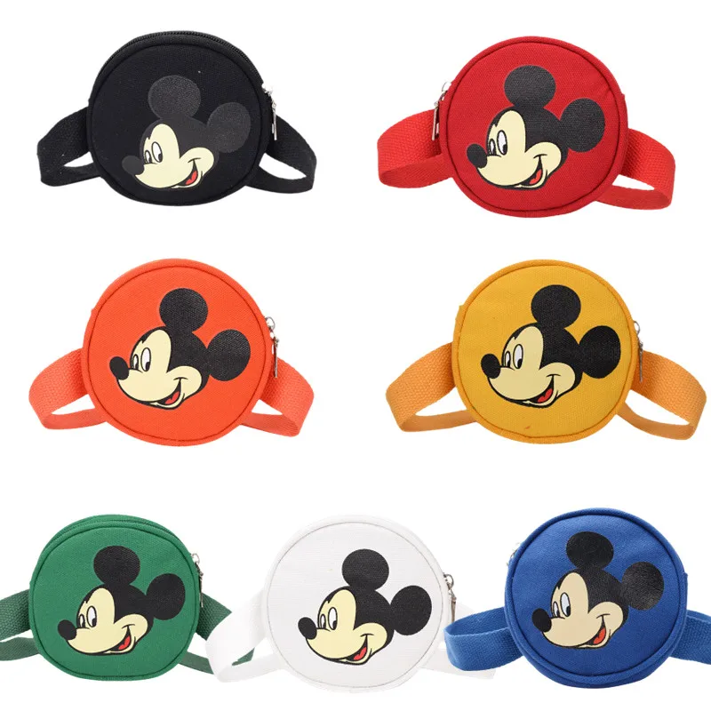 

Маленькая круглая Холщовая Сумка с героями мультфильма Disney, нагрудная Сумочка с Микки Маусом, симпатичный кошелек для мелочи, мессенджер, д...