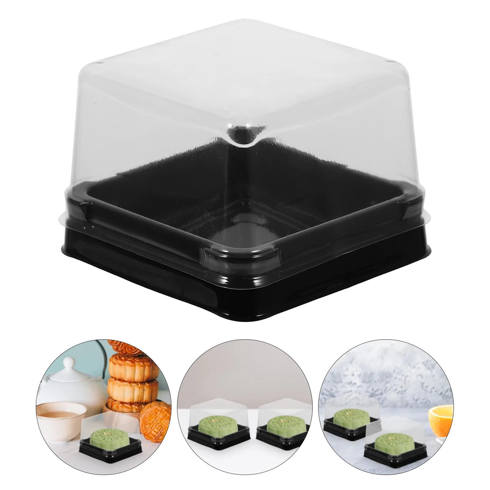 

1 Set 100Pcs Square Plastic Egg-yolk Puff Packing Boxes 50g Moon Cake Boxes