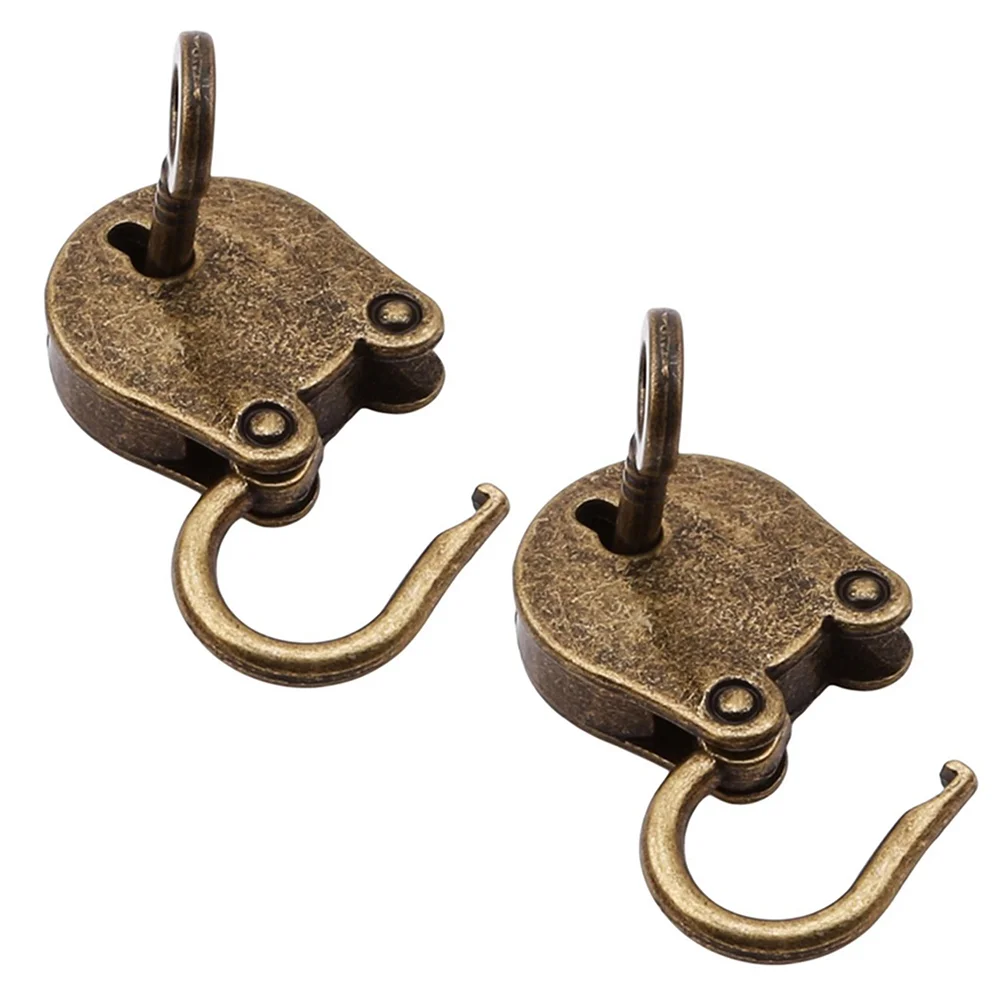 

2 Pcs Treasure Lock Key Stylish Pad Locks Metal Padlock Jewelry Box Home Zinc Alloy Door