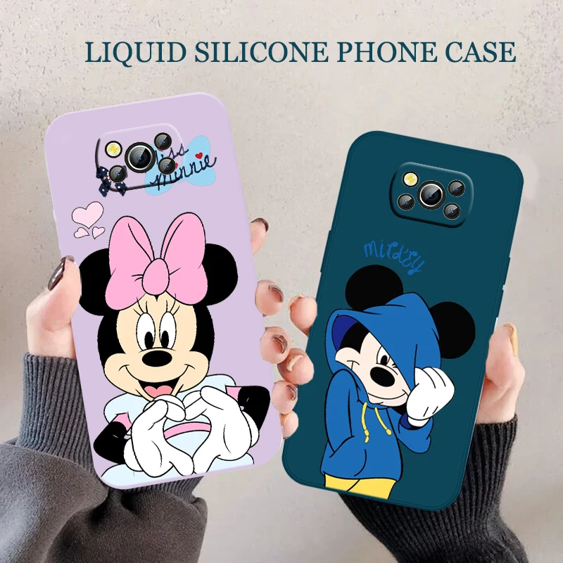 

Mickey and Minnie Couple Disney Phone Case For XiaoMi POCO X2 X3 X4 GT NFC Pro M3 M4 Pro F3 F4 GT C3 C31 C40 Liquid Rope Soft