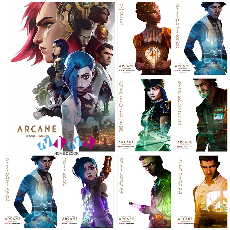 

Arcane League of Legends Kraft Poster Action Figure TV Poster Home Room Decor Jinx Game Characters Accessories Interior Painting