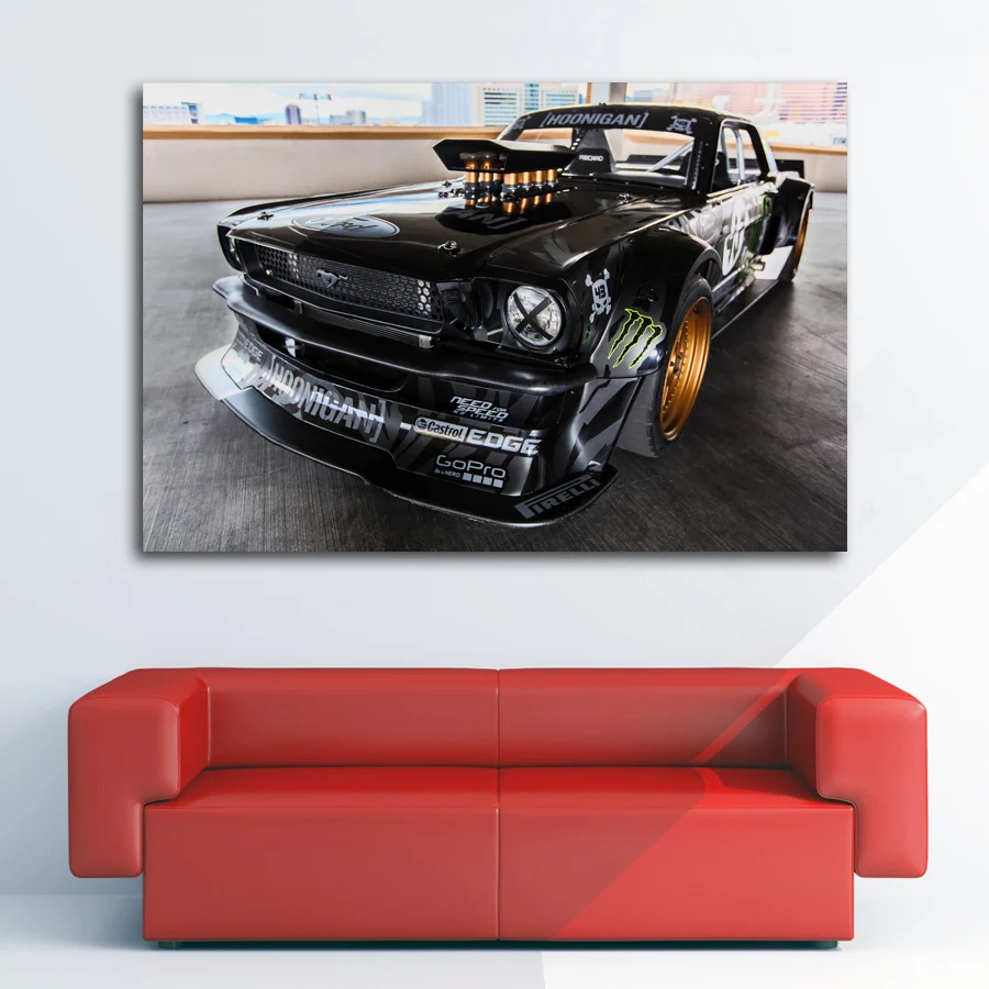 

1965 Mustang Drift Tuning Muscle Sports Car Posters Wall Print Art Pictures Canvas Paintings for Living Room Bedroom Home Decor