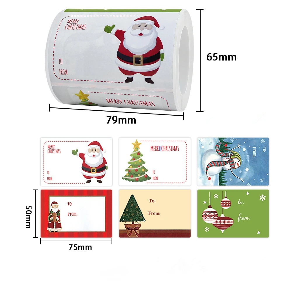 

250Pcs Rectangle Merry Christmas Santa Claus Labels Stickers for Gift Package Card Envelope Wrapping Party Baking Small Business