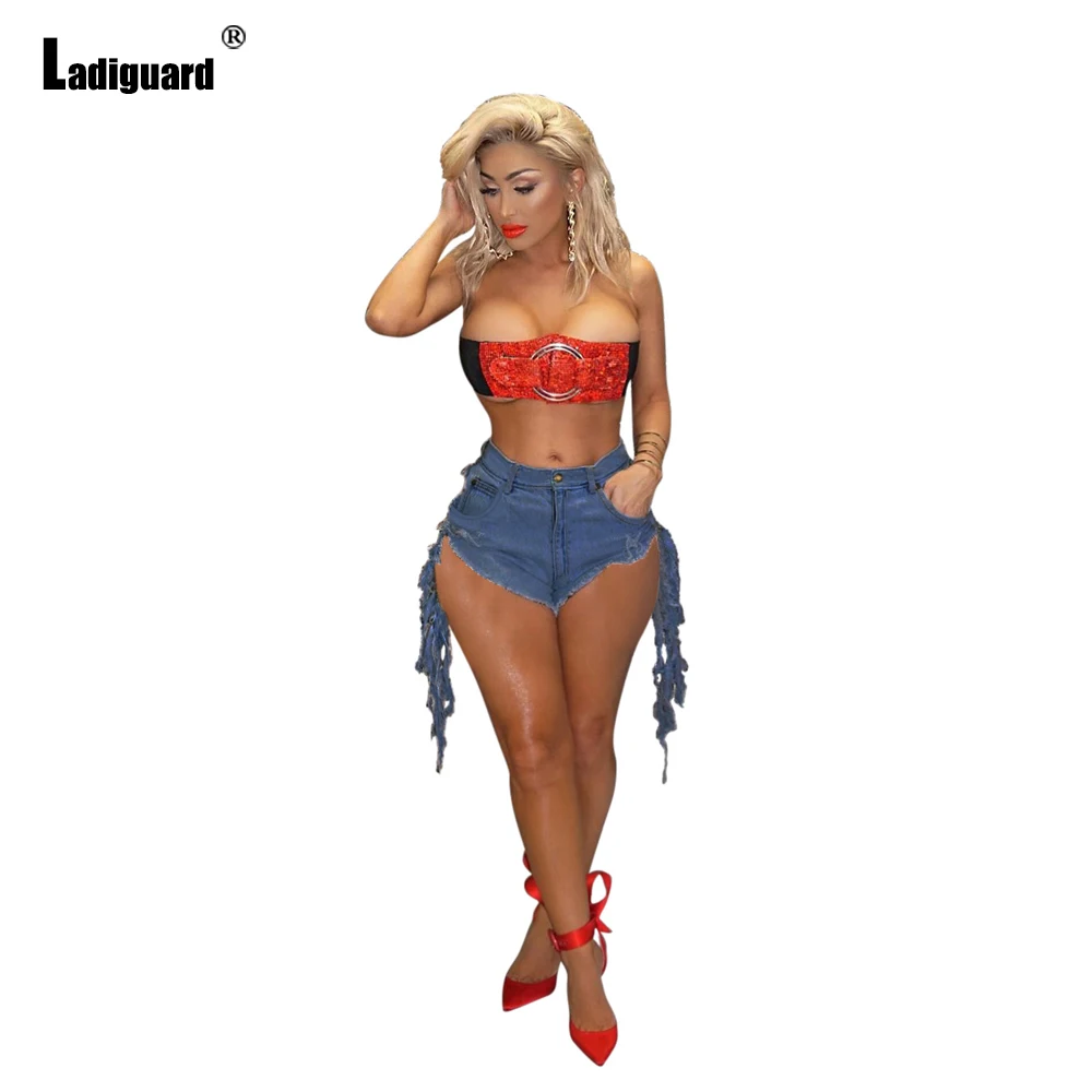 Ladiguard 2022 Sexy Ripped denim shorts Women Casual Tassel Short Jeans Plus Size 3xl Ladies Vintage Button Fly Exotic hotpants