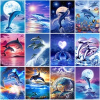 diy dolphin 5d diamond painting full square drill animal embroidery mosaic cross stitch resin wall art home decor gift