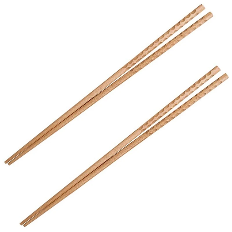 

2 Pairs Wooden Cooking Chopsticks Roasting Chopsticks Extra Long Chopsticks For Hot Pot Roasting Cooking Noodles