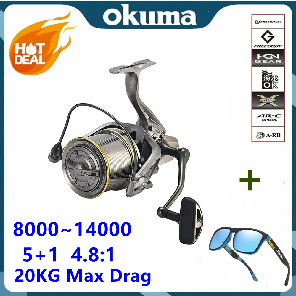 OKUMA 8000 ~ 14000 серия длинная катушка 17 + 1BB из алюминиевого сплава 4 8:1