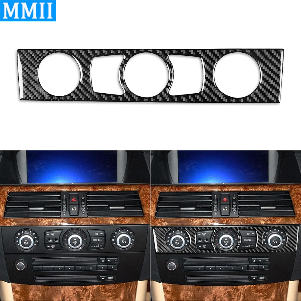 

Для BMW 5 серии E60 2004-2007 натуральное углеродное волокно управление кондиционером отделка крышка аксессуары для интерьера автомобиля декорати...