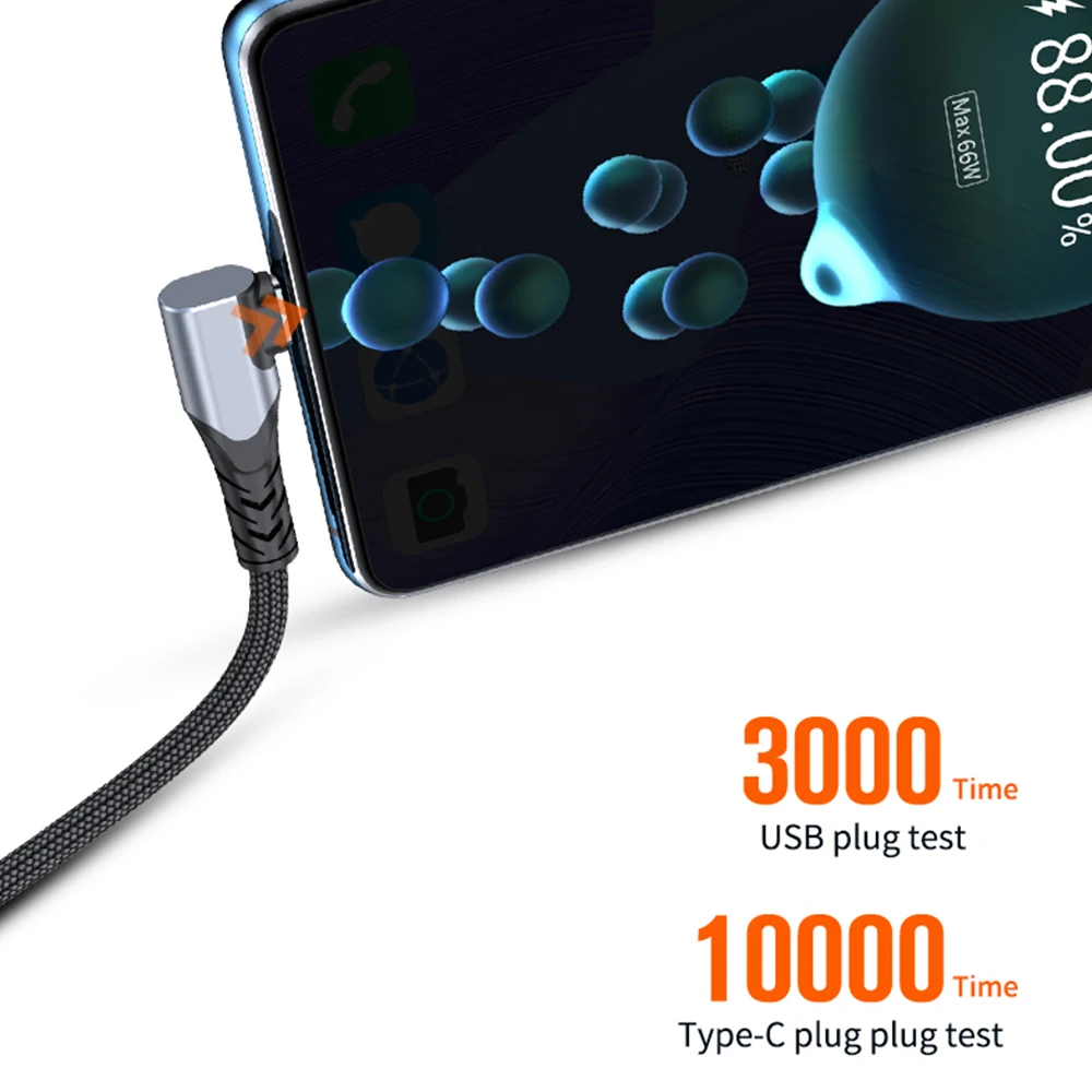Кабель USB Type C для быстрой зарядки 6A 66W SPC Huawei Samsung Xiaomi Mate 40 зарядный кабель 90