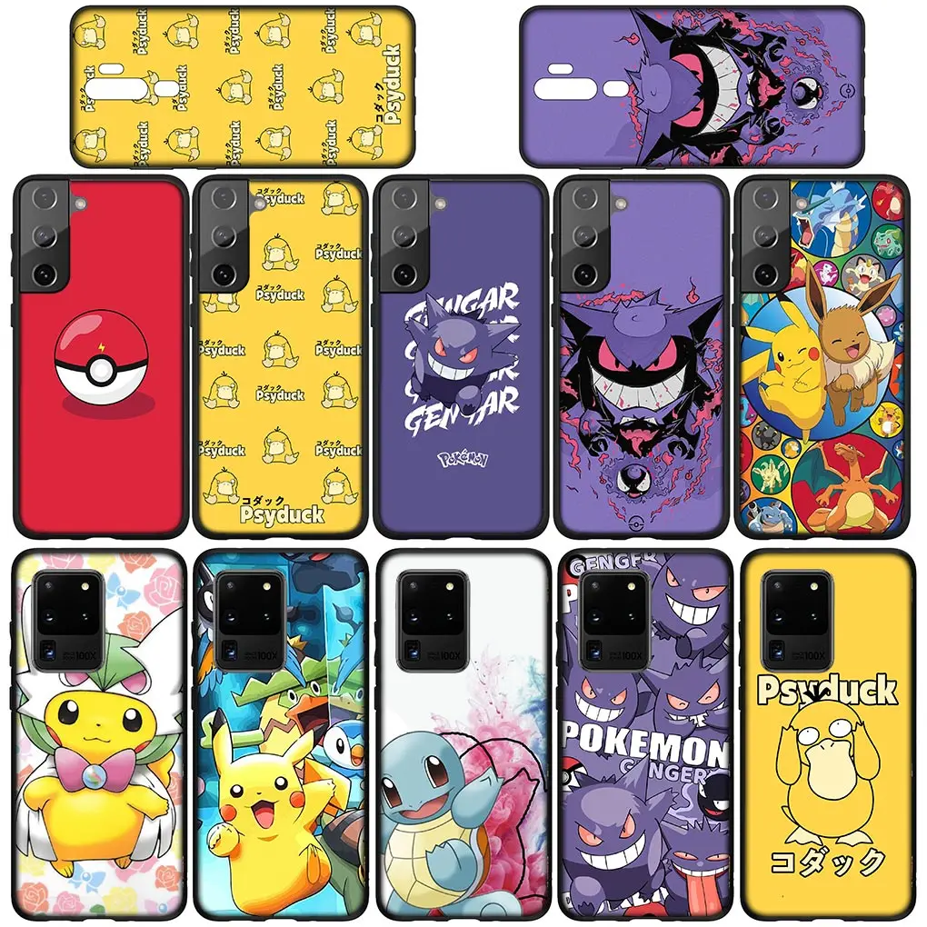 Pokemon GO Gengar Pikachu Psyduck Phone Cover for Samsung Galaxy S21 S20 Fe S23 S22 Ultra S8 Plus A12 A13 A21S A71 Soft Case