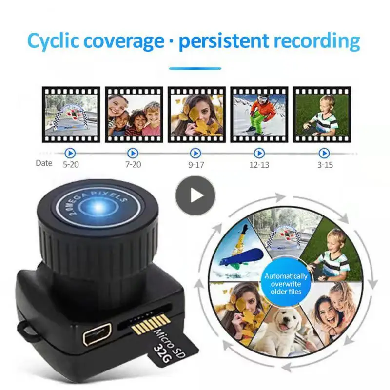 

Black Web Camera Waterproof Small Dv Dvr Hd Recorder Video Audio Recorder Y2000 Mini Sport Micro Camera With Mic Mini Camera