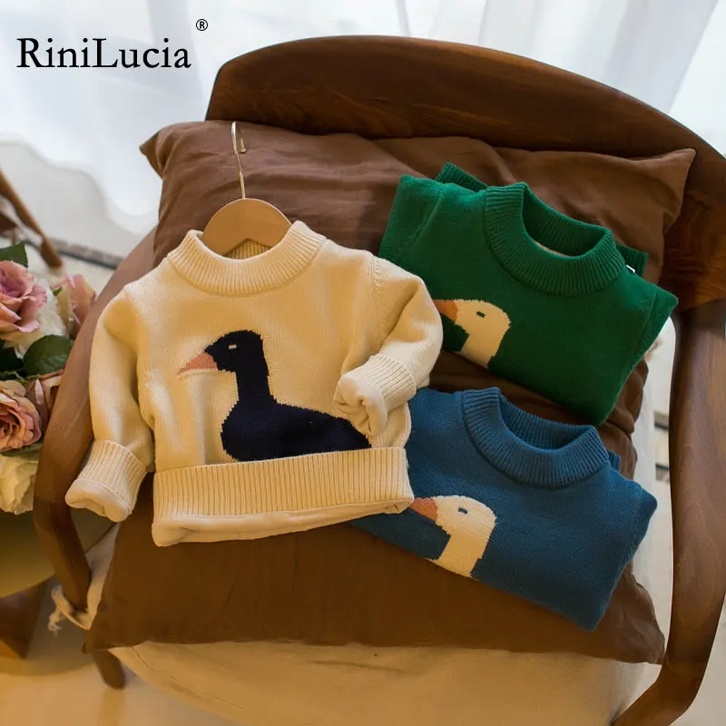 

RiniLucia 2022 Autumn Winter New Kids Sweater Boys Girls Clothes Cute Cartoon Cotton Knitted Long Sleeve Kids Baby Sweatshirts