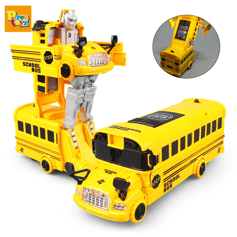 Simulation School Bus Model Universal Deformation Electric Transformation Superb Bus Toys With Music Light Kids Boys Toys MP-10
