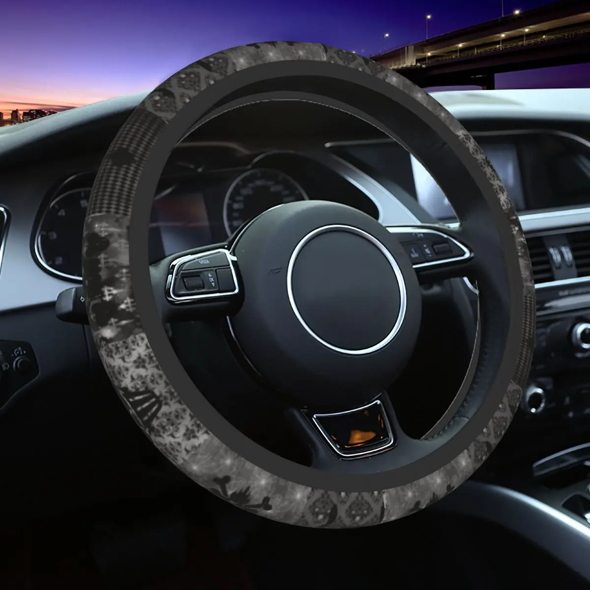 

38cm Car Steering Wheel Cover Skull Collage Anti-slip Nightmare Car-styling Colorful Automobile Accessory