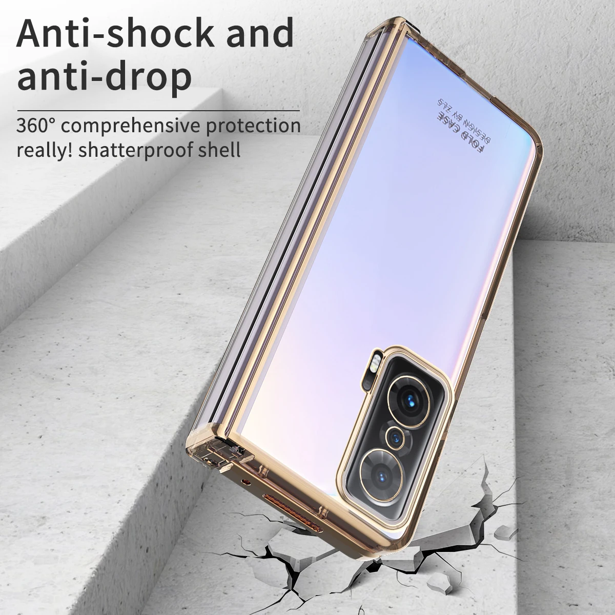Clear Hinge Funda Fold Case For Huawei Honor Magic V Electroplating Transparent Hard Cover 360 Fully Protected Case