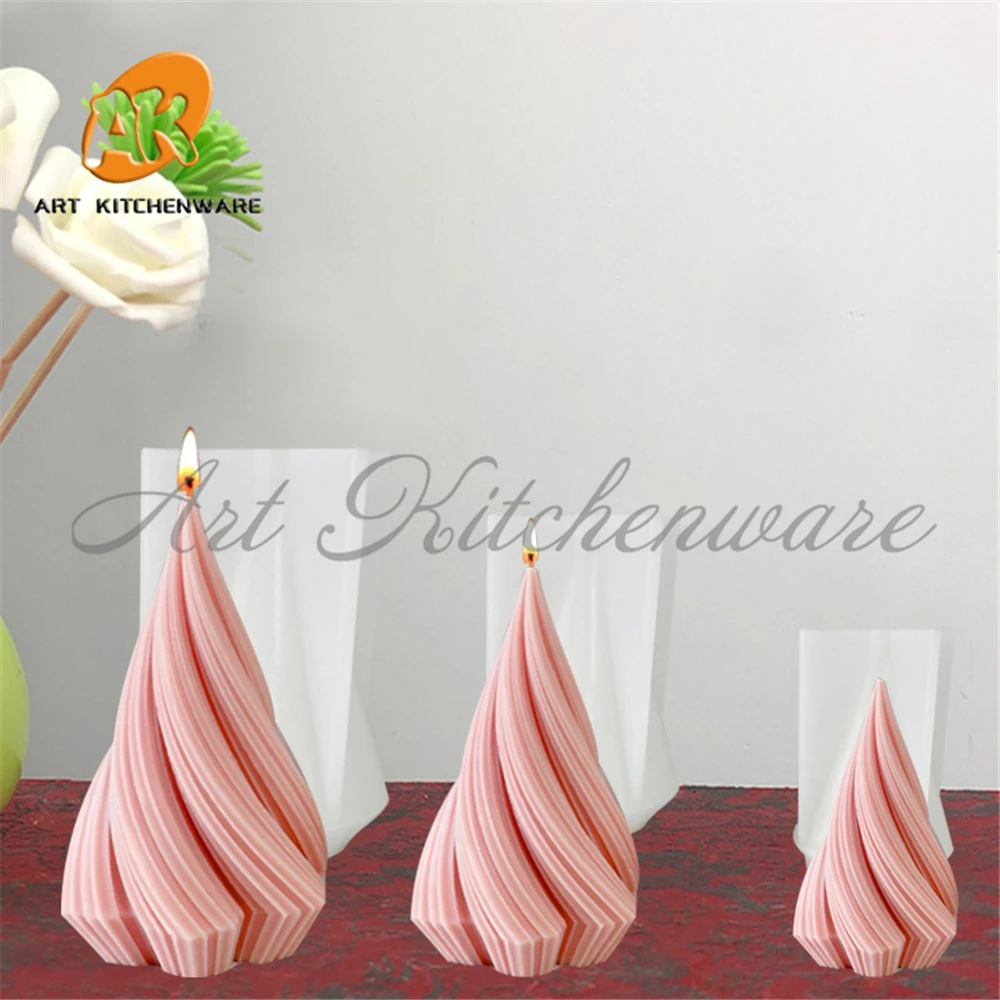 

3D Spinning Conical Silicone Candle Mold DIY Aromatherapy Plaster Wax Mould Handmade Soap Making Supplies Home Decoration Tools