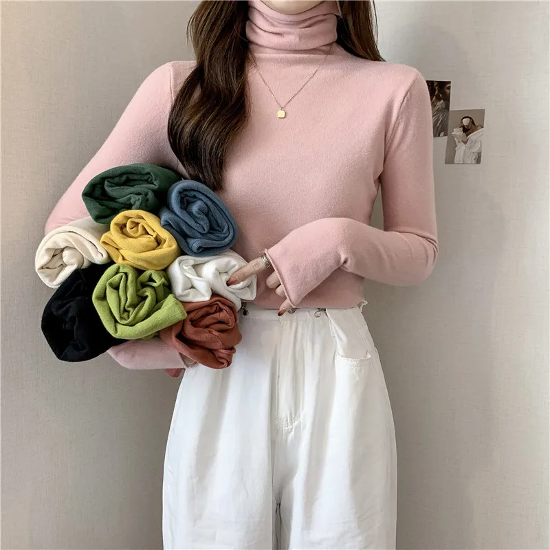 

Autumn Winter Turtleneck women's Sweater bottoming Tops Korean Slim Women Pullover Jumper Knitted Sweater Pull Femme y2k clothes