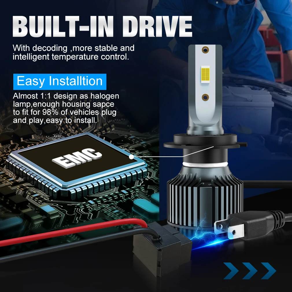 30000LM H4 H7 Led 3570 CSP H1 H8 H11 H16 9005 HB3 9006 HB4 Car Headlight Bulb Canbus Auto Turbo Lamp 12V 24V 6000K White on - Турбо-лампа автомобильного фары Canbus Auto H4 H7 Led 3570 CSP H1 H8 H11 H16 9005 HB3 9006 HB4 30000LM 12V 24V 6000K белая.