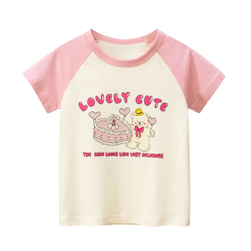 

T Shirt For Girl Clothing Summer Kids Short Sleeve Tops Cartoon Breathable Soft Casual Tee For Toddlers Baby