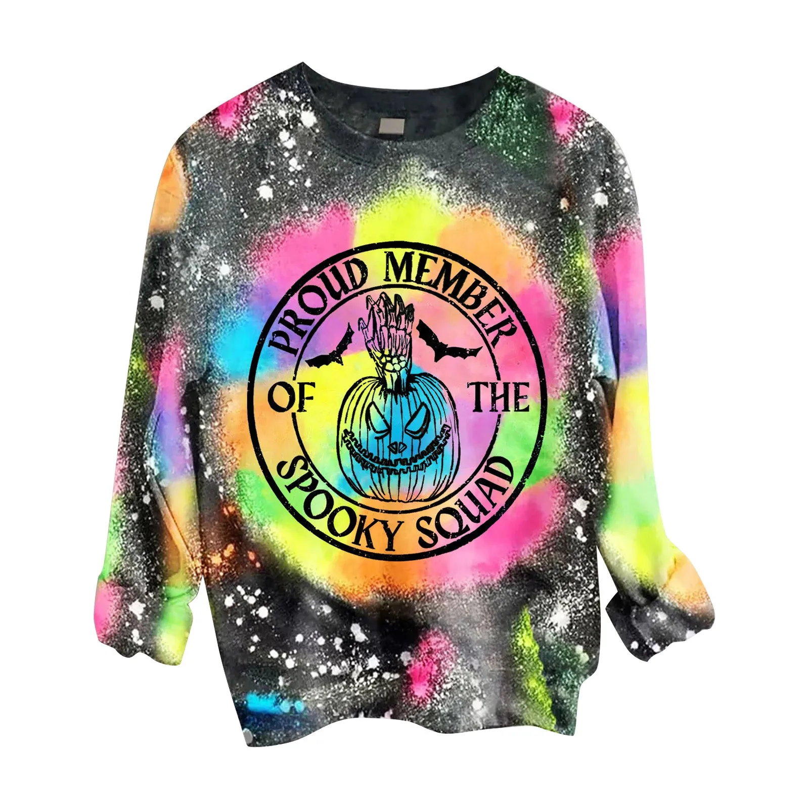 

Jumper Shorts Women Halloween Letters Hoodless Sweatshirt Womens Casual Fall Long Sleeve Sweatshirt Button Sweatshirt Tops Women