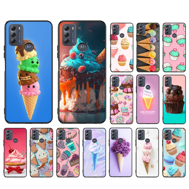 

IceCream Cupcake Case for Moto E22i E22 E32 E40 E20 Edge X30 20 Lite 20Pro 30 Neo Ultra Fusion E7Power E7 E6 Plus