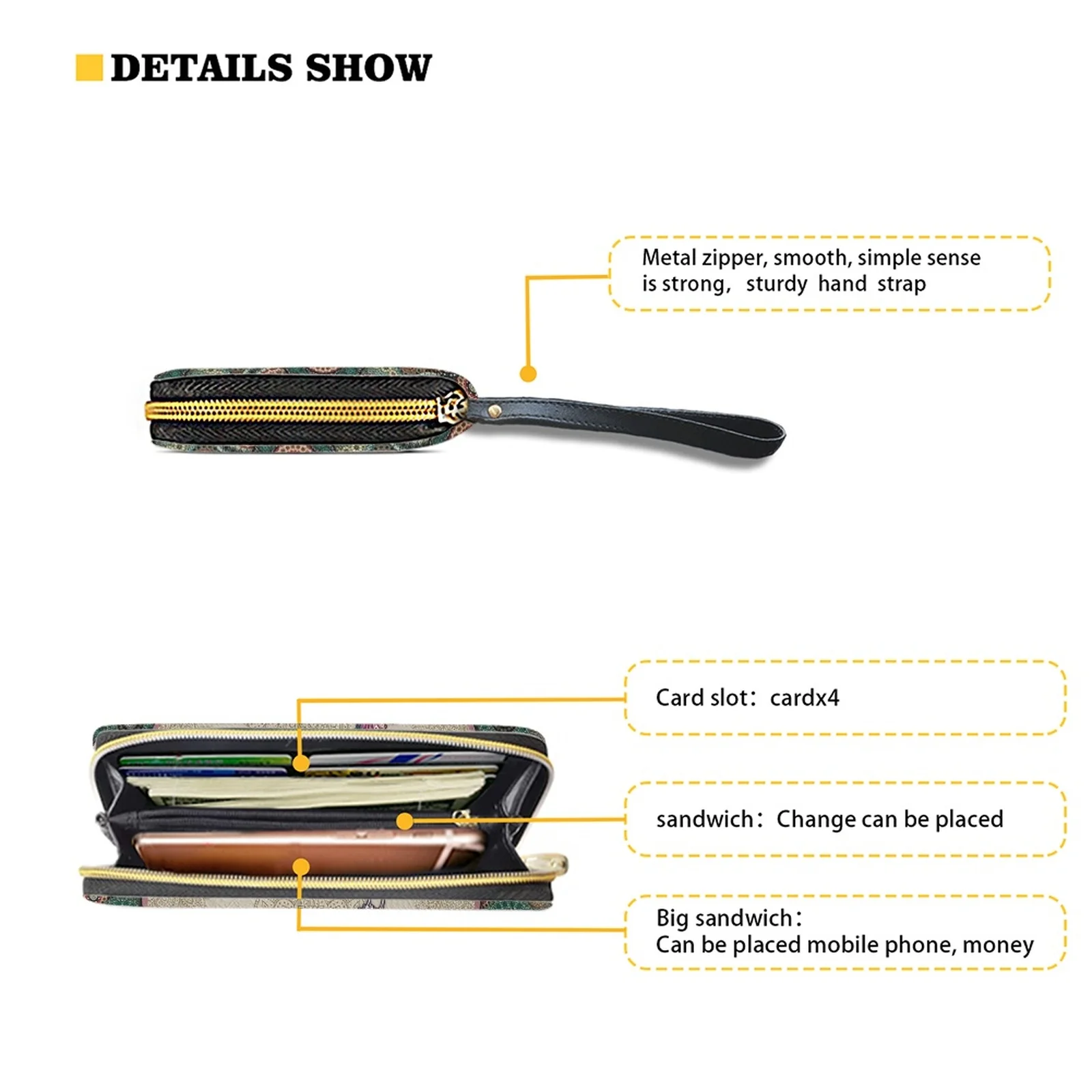 Belidome Mandala Butterfly Wristlet Clutch Cell Phone Wallet for Women PU Leather Card Holder Multi Card Organizer Wallets Purse