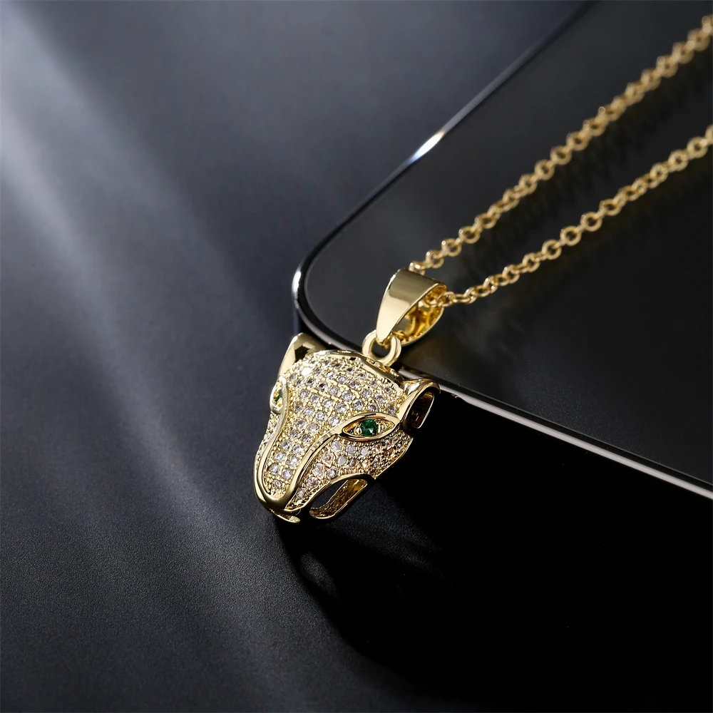

NEWBUY 2022 New Fashion Gold Color Leopard Pendant Necklace For Women Girl Luxury AAA Cubic Zirconia Female Party Jewelry Gift