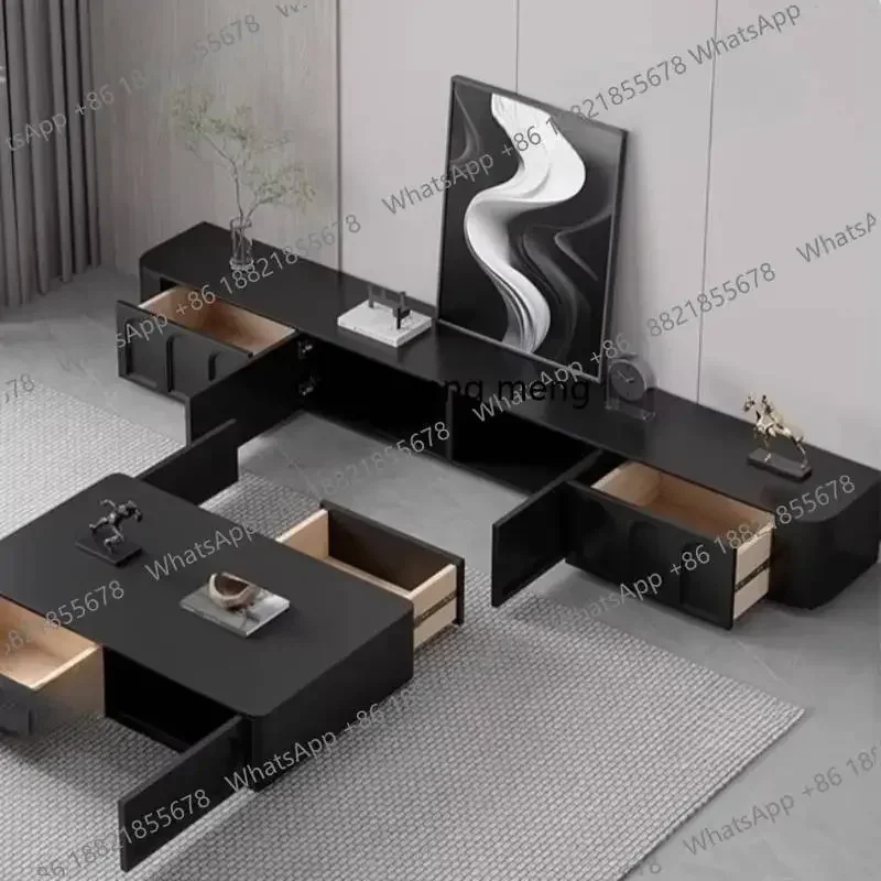 Фото Тумба под телевизор YL Design черная, в скандинавском стиле, с ящиками для хранения, роскошная, для гостиных, мебель для дома №4