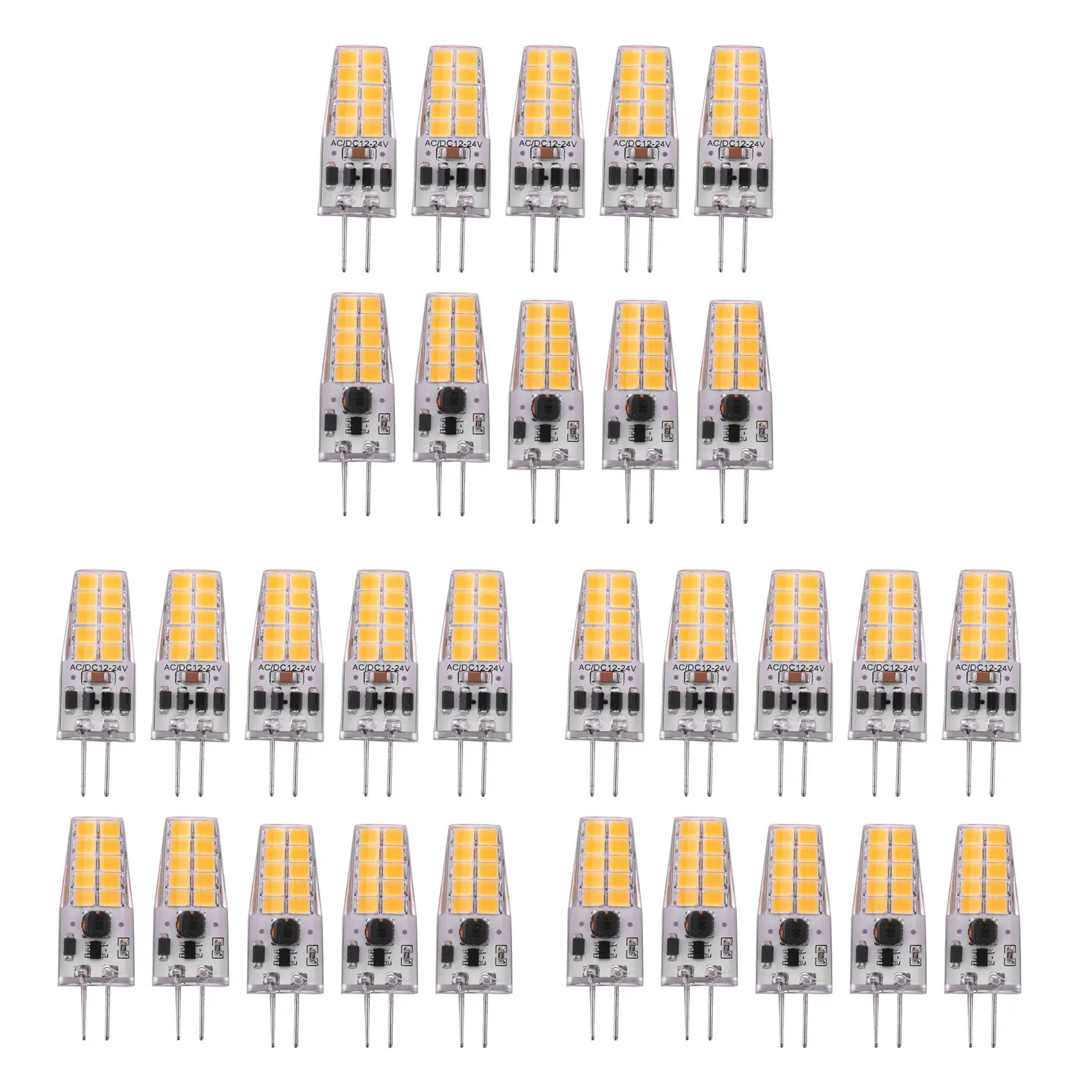 

30PCS G4 LED Bulb AC/DC12V-24V 3W LED G4 Light 20LED 360 Beam Angle Light 2835SMD Replace 30W Halogen Lamp Warm White