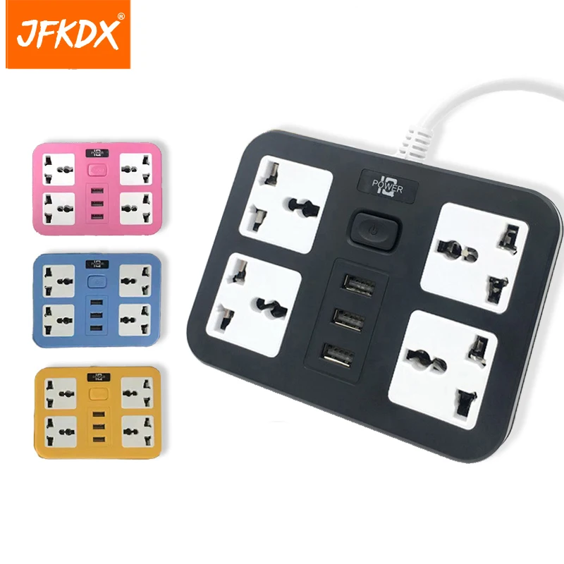 

JFKDX EU UK US Plug Power Strip Network filter with 3 usb Ports Fast Charing Universal Travel Charger Socket Adapter For Phones