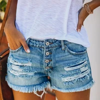 2022 summer new fashion slim trend denim ripped shorts ladies jeans womens clothing