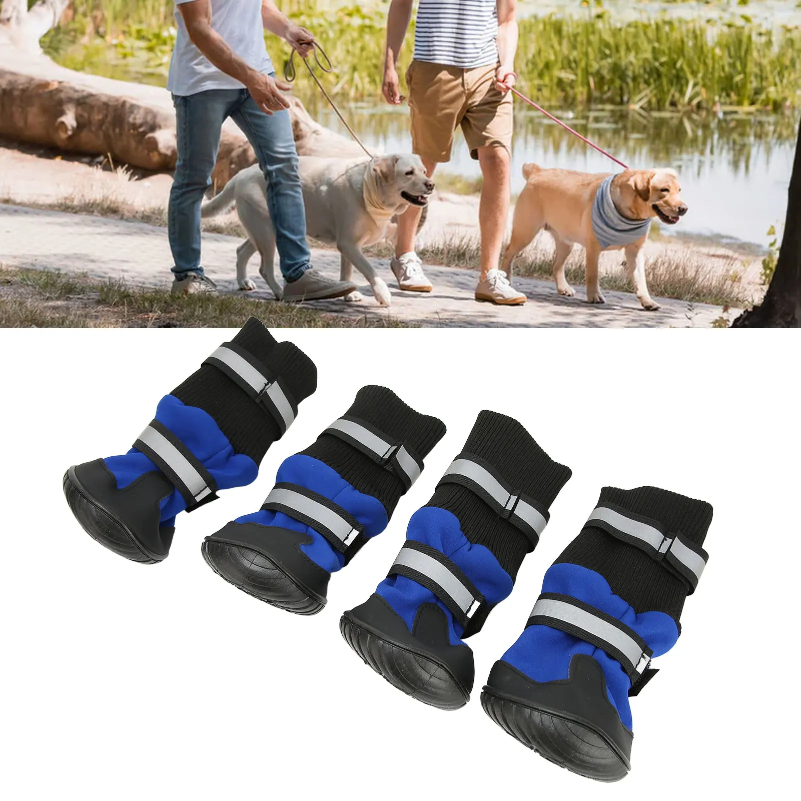

4pcs Breathable Pet Dog Shoes Waterproof Outdoor Walking Net Soft Pet Shoes Night Safe Reflective Boots For Indoor Outdoor