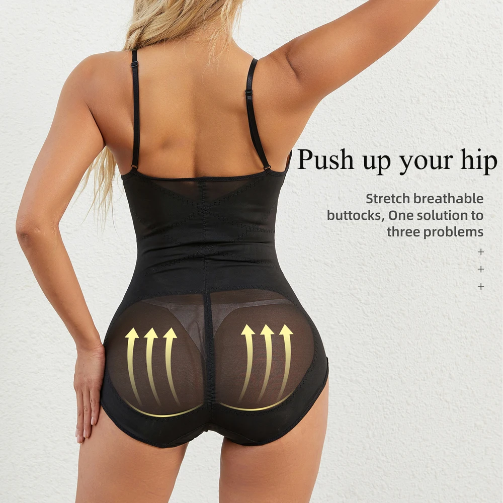 Shapewear Bodysuit Women Tummy Control Firm Waist Trainer Body Shaper Bodysuit Belly Control V Neck Slimming Control Bodysuit