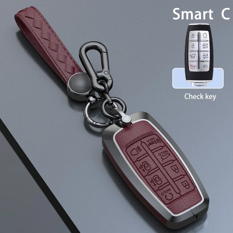 

Чехол для дистанционного ключа из цинкового сплава из воловьей кожи для Hyundai Genesis G80 GV70 GV80 2019 2020 2021 2022, аксессуары из ТПУ с кнопками 4/6/8
