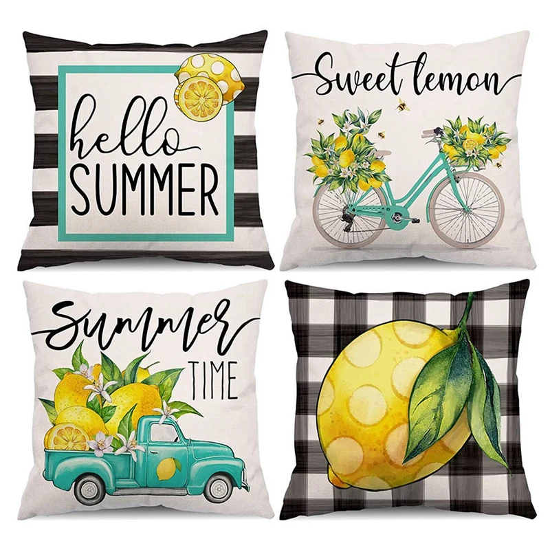 

Summer Pillow Covers 18X18 Set Of 4 Summer Decorations For Home Farmhouse Throw Pillows Cushion Case For Couch